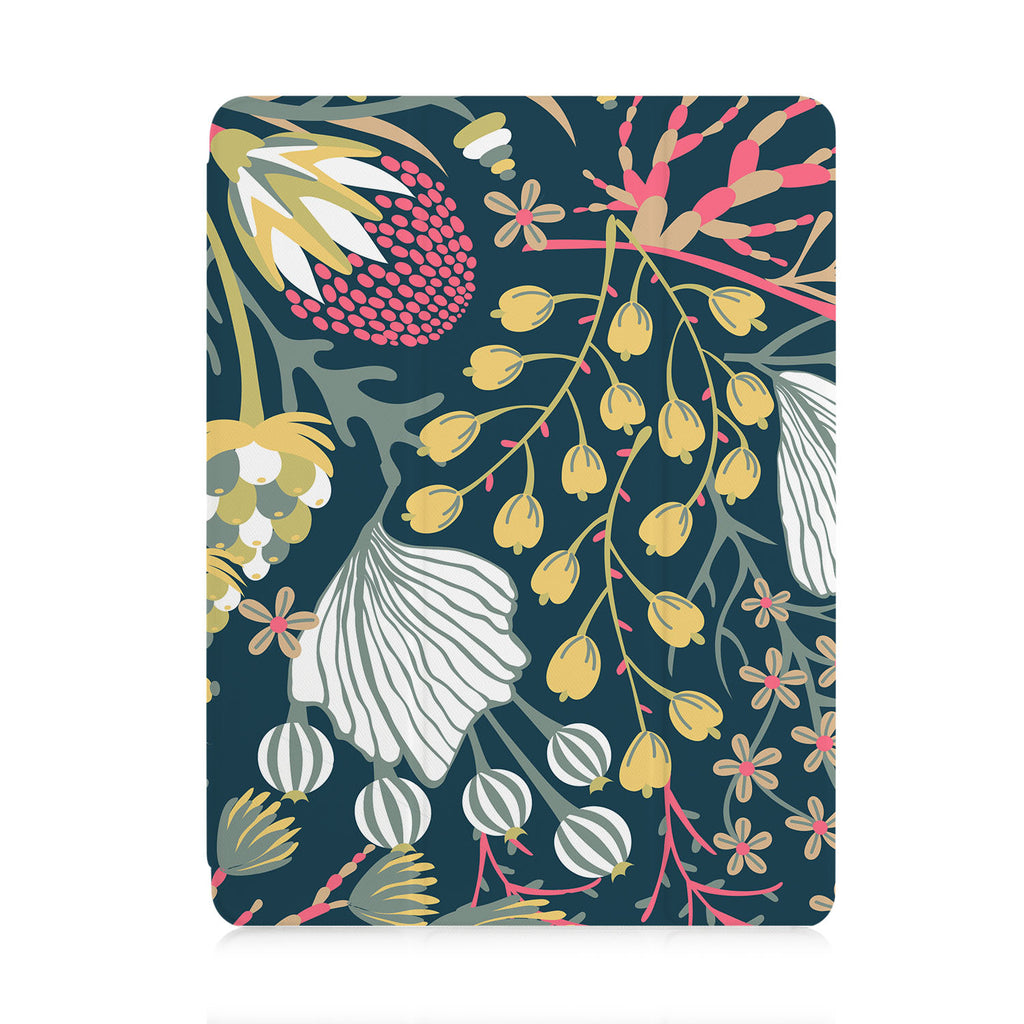 front view of personalized iPad case with pencil holder and Autumn Leaves design