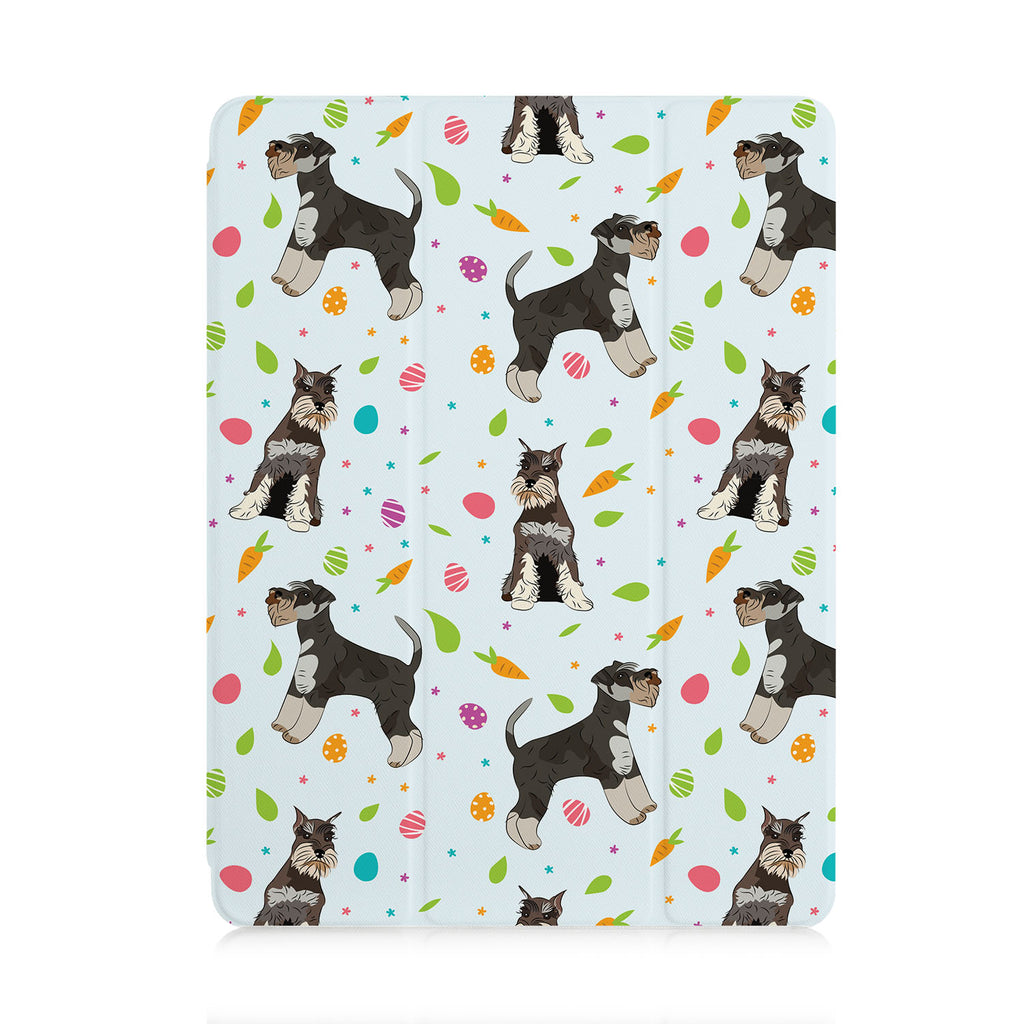 front view of personalized iPad case with pencil holder and Lovely Dog design