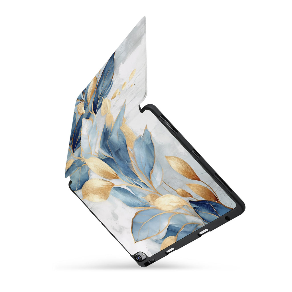 personalized iPad case with pencil holder and Artistic Flower design