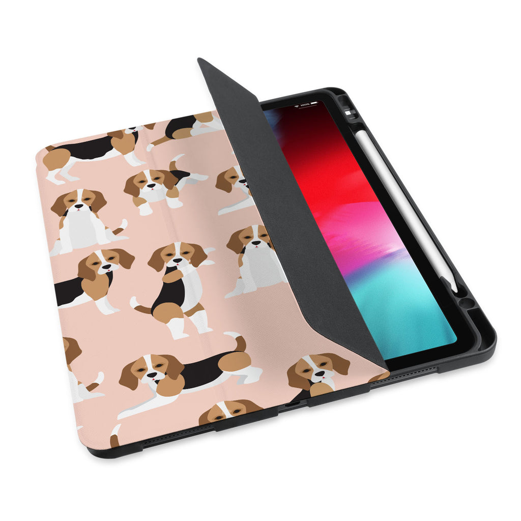 personalized iPad case with pencil holder and Lovely Dog design - swap