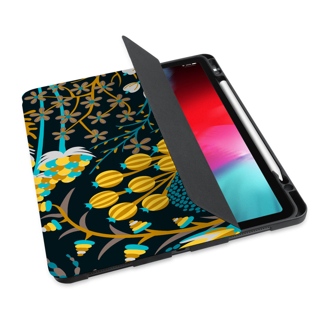 personalized iPad case with pencil holder and Autumn Leaves design - swap