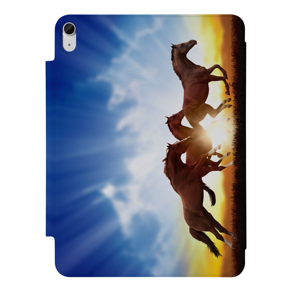 the VistaCase Personalized iPad Slim Fit Case with Horse design,  Crafted with a durable fabric exterior and a soft interior lining.