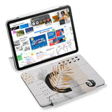 the VistaCase Personalized iPad Slim Fit Case with Marble Flower design,  Designed with convenience in mind, the case automatically wakes your iPad when opened and puts it to sleep when closed.