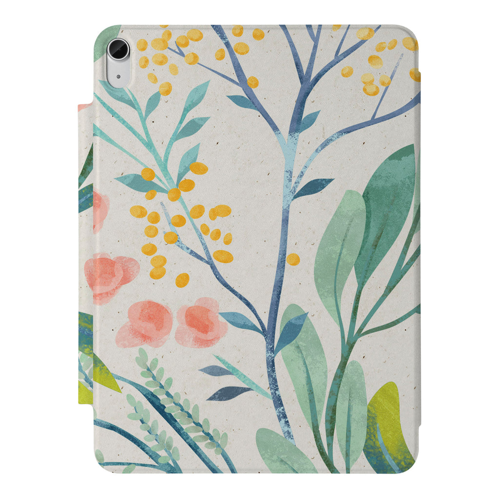 the VistaCase Personalized iPad Slim Fit Case with Pink Flower design,  Crafted with a durable fabric exterior and a soft interior lining.