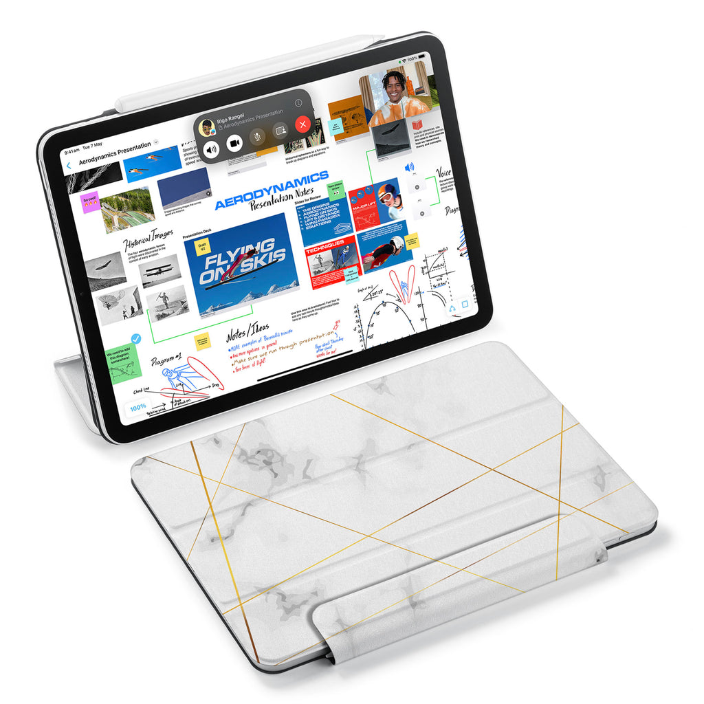 the VistaCase Personalized iPad Slim Fit Case with Marble 2020 design,  Designed with convenience in mind, the case automatically wakes your iPad when opened and puts it to sleep when closed.