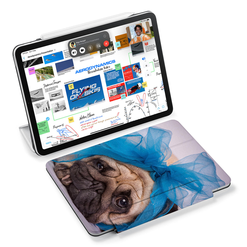 the VistaCase Personalized iPad Slim Fit Case with Dog design,  Designed with convenience in mind, the case automatically wakes your iPad when opened and puts it to sleep when closed.