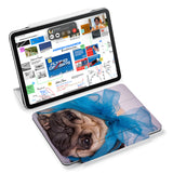 the VistaCase Personalized iPad Slim Fit Case with Dog design,  Designed with convenience in mind, the case automatically wakes your iPad when opened and puts it to sleep when closed.