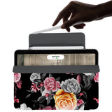 the VistaCase Personalized iPad Slim Fit Case with Black Flower design,  The case includes built-in storage and a cutout for easy magnetic attachment of your Pencil, ensuring it's always within reach.