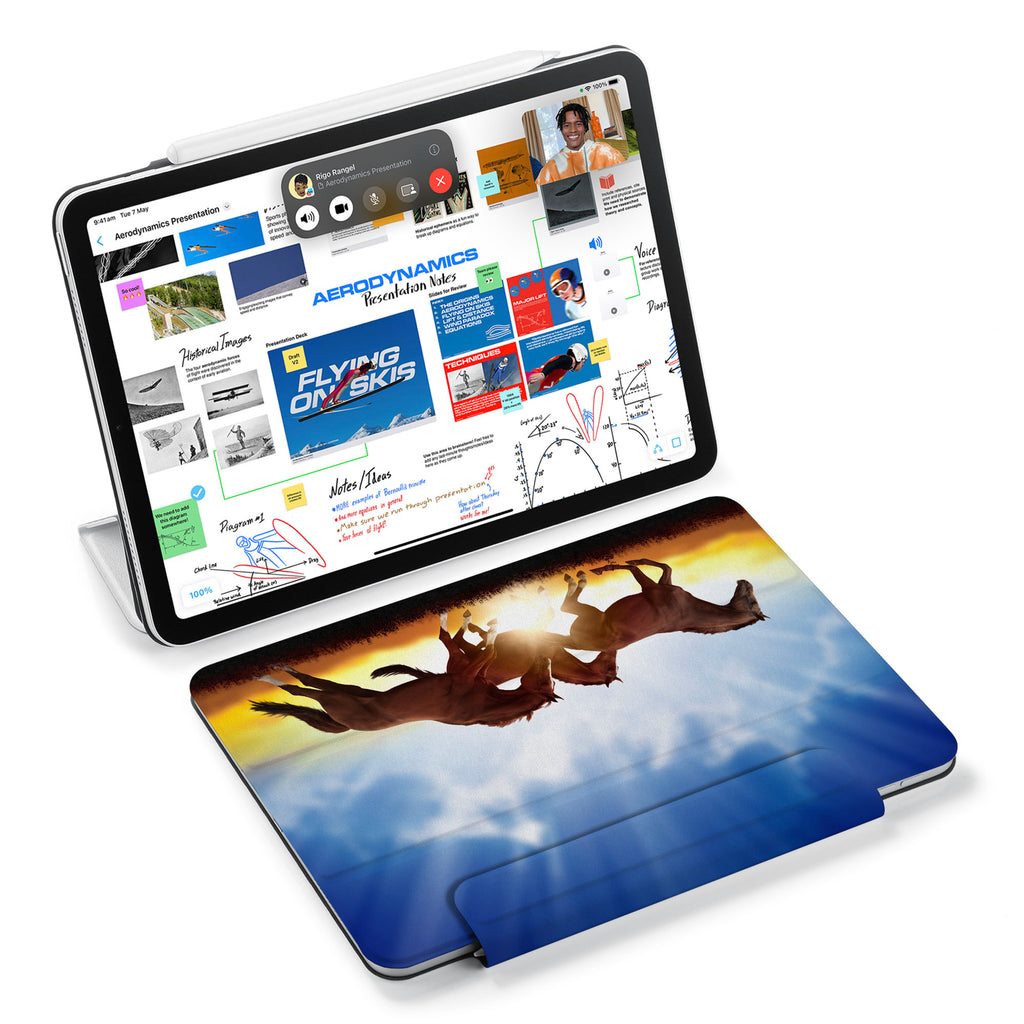 the VistaCase Personalized iPad Slim Fit Case with Horse design,  Designed with convenience in mind, the case automatically wakes your iPad when opened and puts it to sleep when closed.
