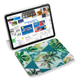 the VistaCase Personalized iPad Slim Fit Case with Tropical Leaves design,  Designed with convenience in mind, the case automatically wakes your iPad when opened and puts it to sleep when closed.