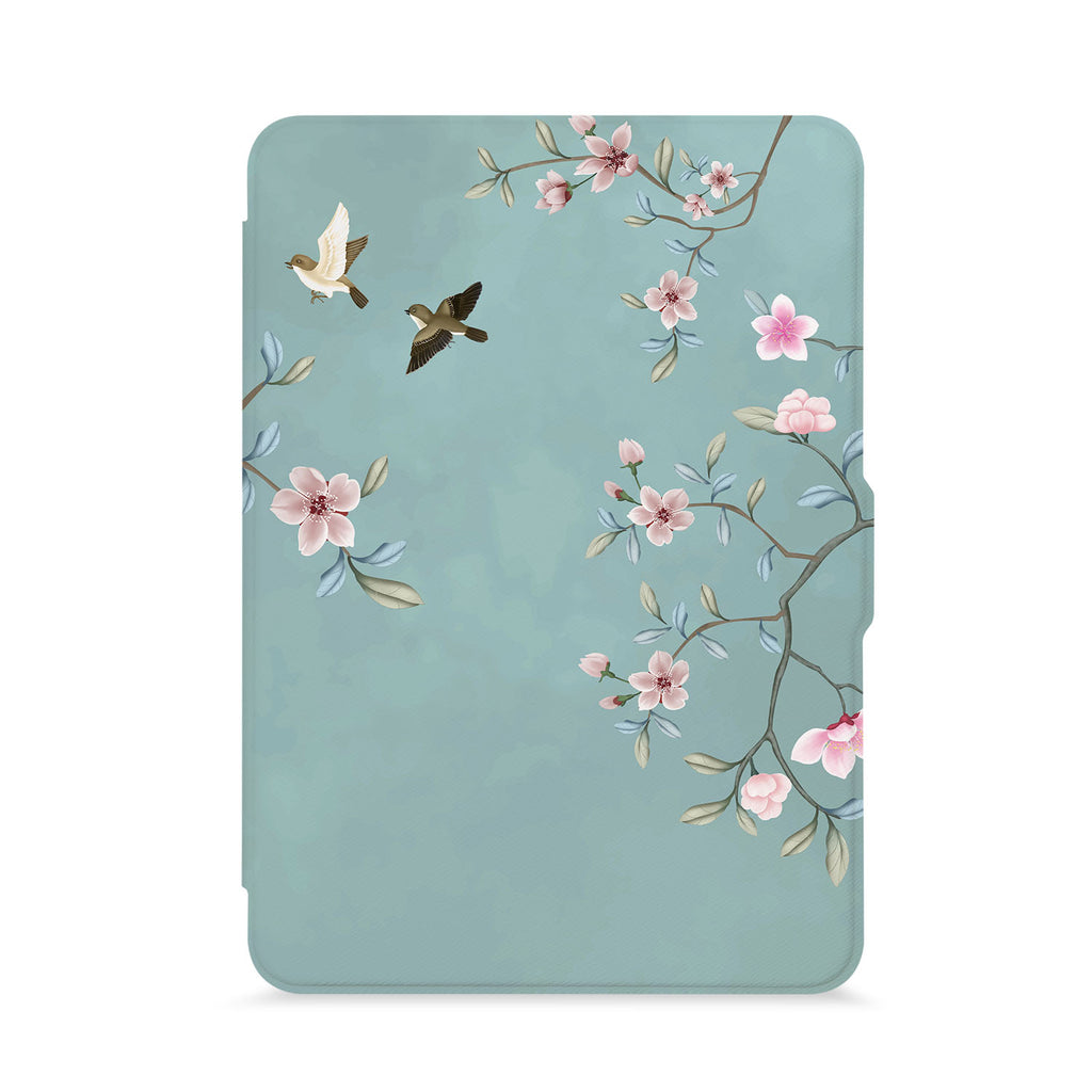 front view of personalized kindle paperwhite case with Birds design