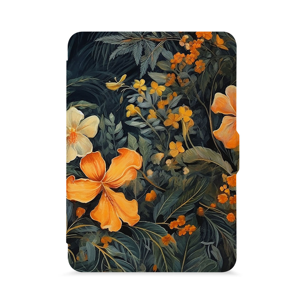 front view of personalized kindle paperwhite case with Flower Painting design