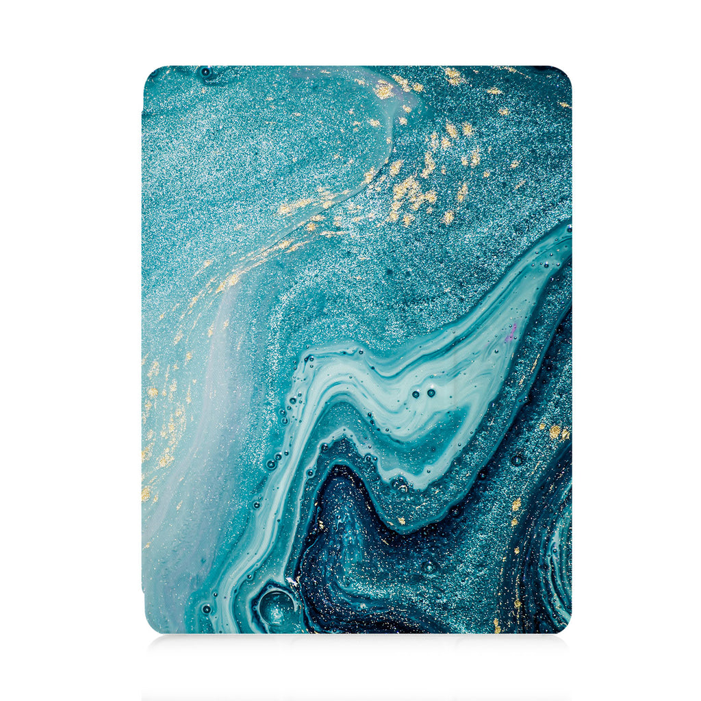 front and back view of personalized iPad case with pencil holder and 04 design