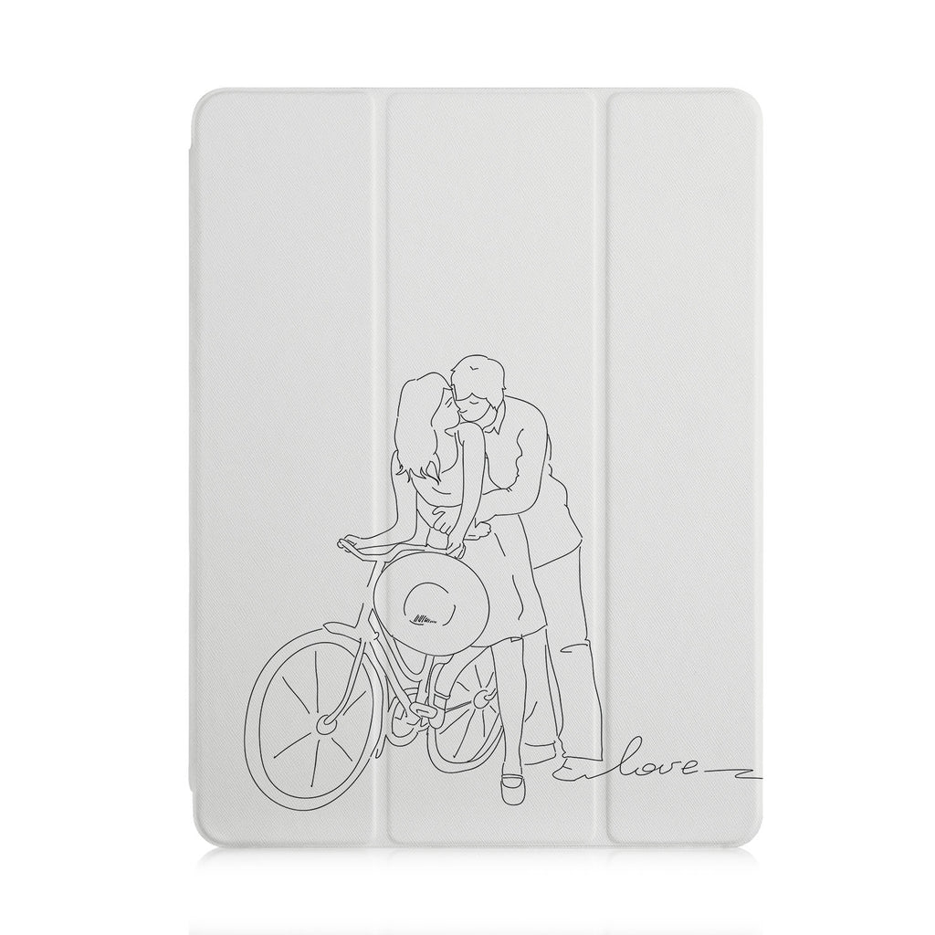 front and back view of personalized iPad case with pencil holder and 02 design