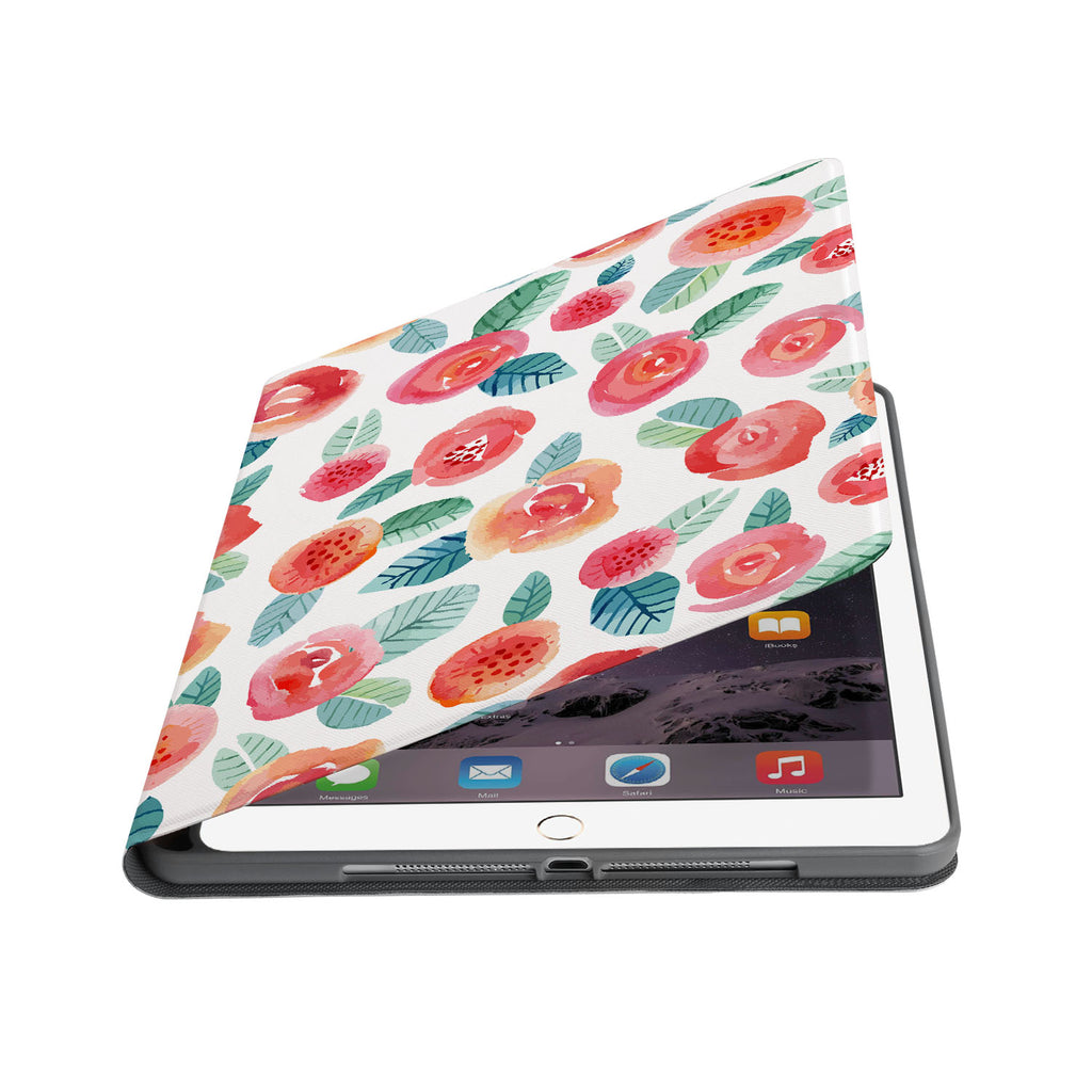 Auto wake and sleep function of the personalized iPad folio case with Rose design