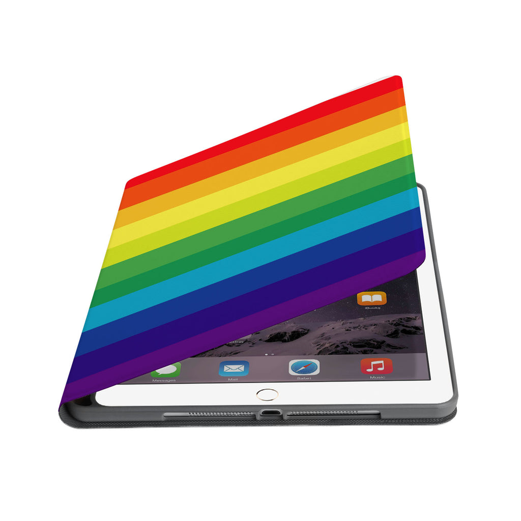 Auto wake and sleep function of the personalized iPad folio case with Rainbow design