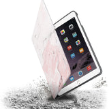 Drop protection from the personalized iPad folio case with Pink Marble design