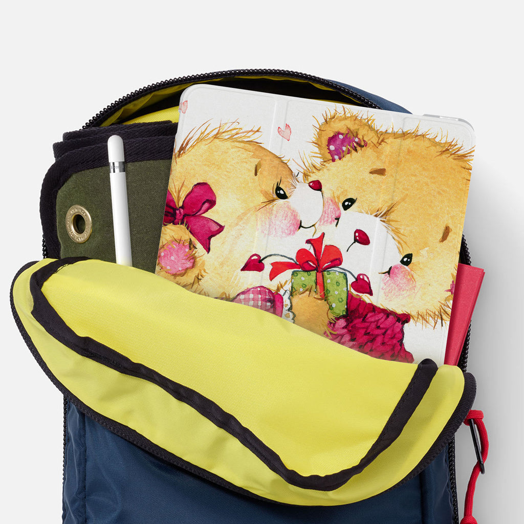 iPad SeeThru Casd with Bear Design has Secure closure