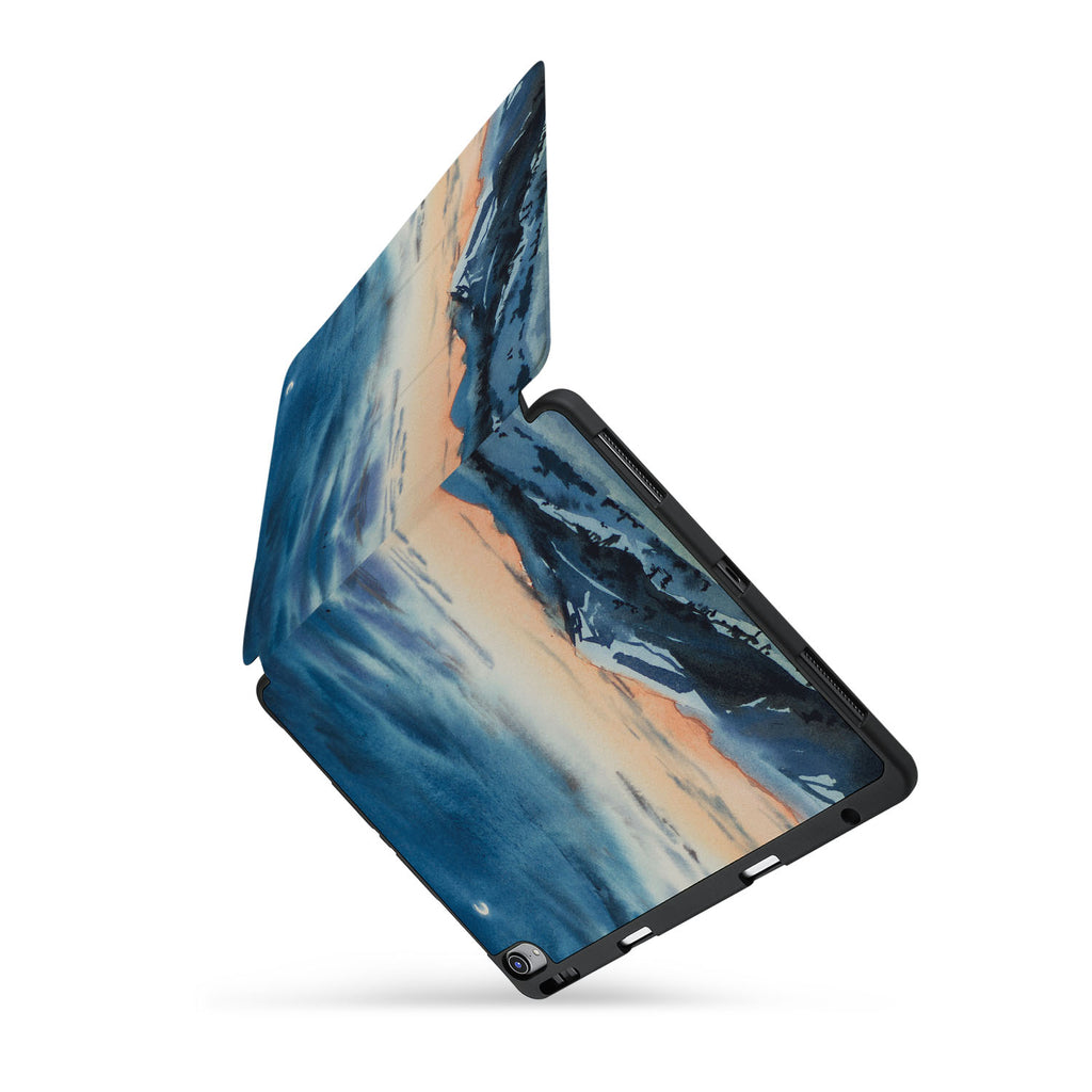 personalized iPad case with pencil holder and Landscape design