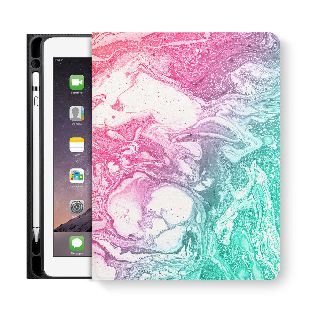 frontview of personalized iPad folio case with 2 design