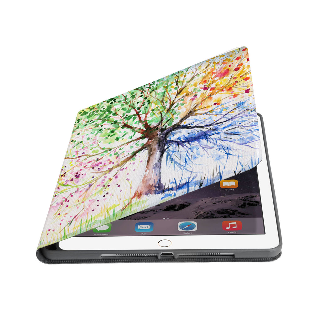 Auto wake and sleep function of the personalized iPad folio case with Watercolor Flower design