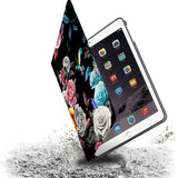 Drop protection from the personalized iPad folio case with Black Flower design