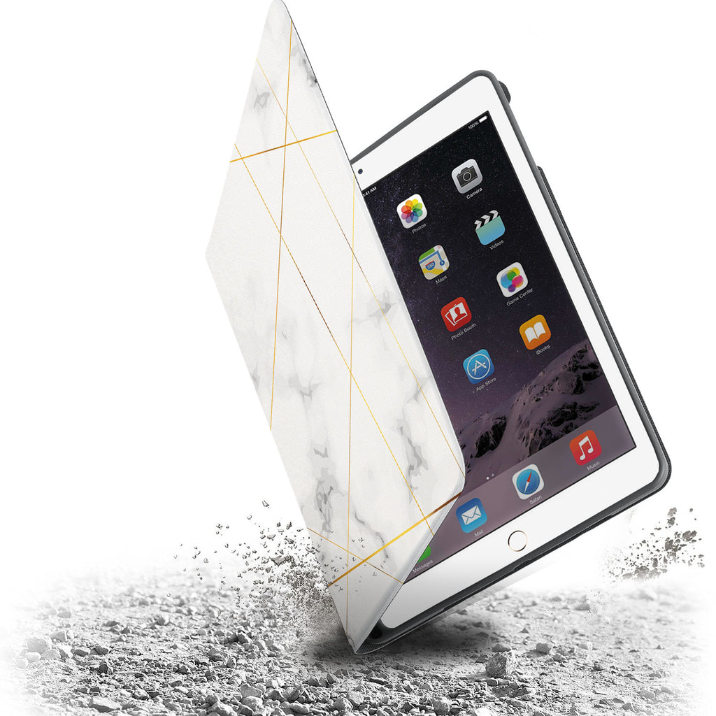 Drop protection from the personalized iPad folio case with Marble 2020 design