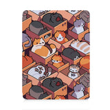 front view of personalized iPad case with pencil holder and Sushi Cats design