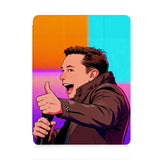 front view of personalized iPad case with pencil holder and Elon Musk SpaceX design