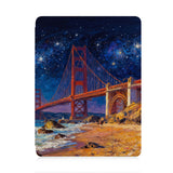 front view of personalized iPad case with pencil holder and US Famous Attractions design