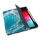 personalized iPad case with pencil holder and Sea Waves design - swap