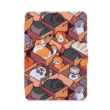 front view of personalized kindle paperwhite case with with Sushi Cats design - swap