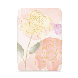 front view of personalized kindle paperwhite case with with Artistic Flower design - swap