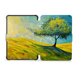 the whole front and back view of personalized kindle case paperwhite case with Tree Painting design