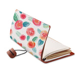 opened view of midori style traveler's notebook with Rose design