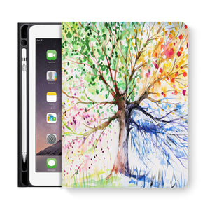 frontview of personalized iPad folio case with Watercolor Flower design