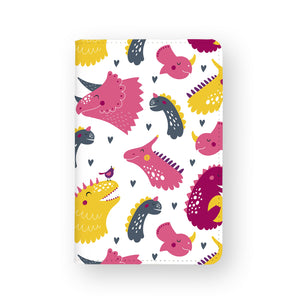 front view of personalized RFID blocking passport travel wallet with Cute Dinozaurus design
