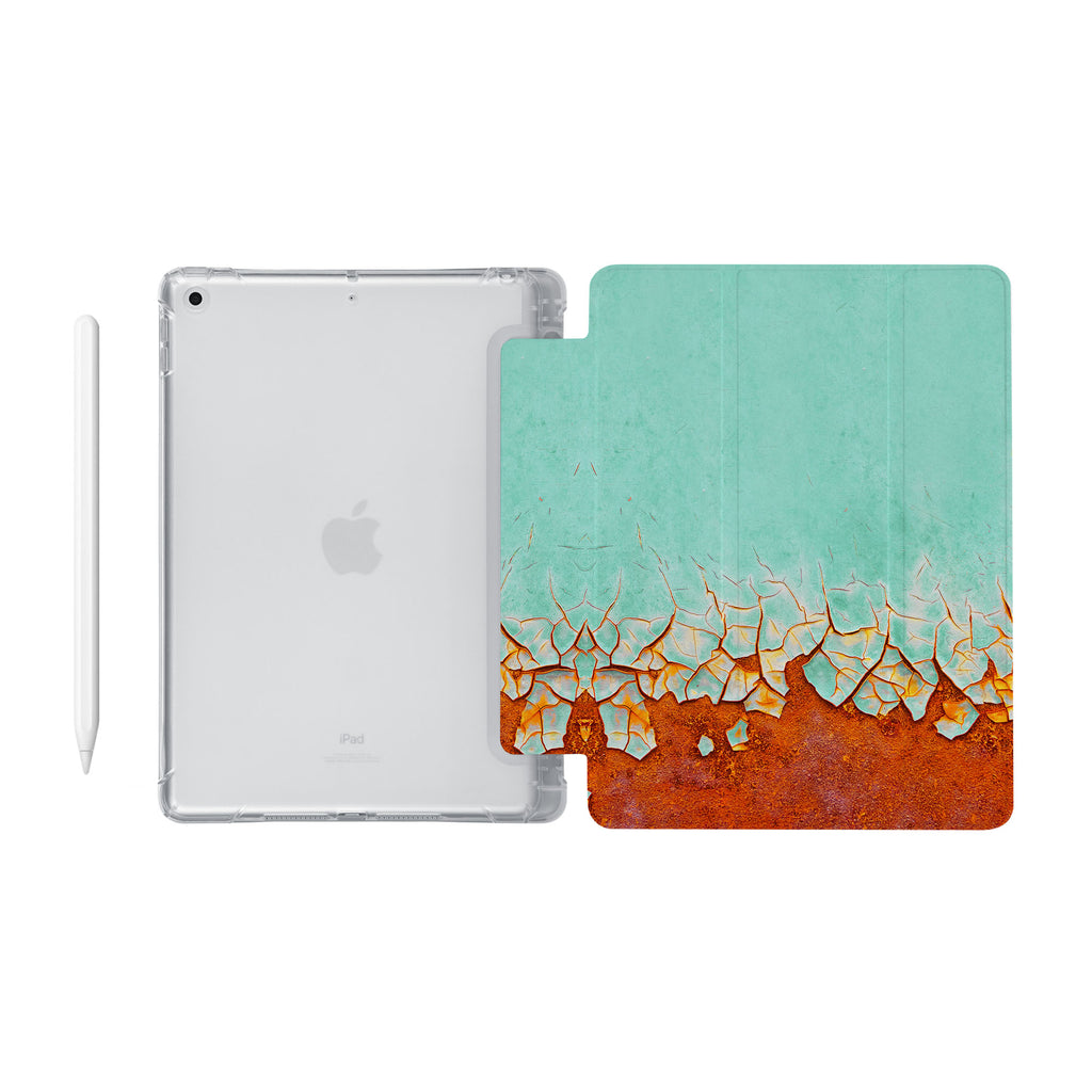 iPad SeeThru Casd with Rusted Metal Design Fully compatible with the Apple Pencil