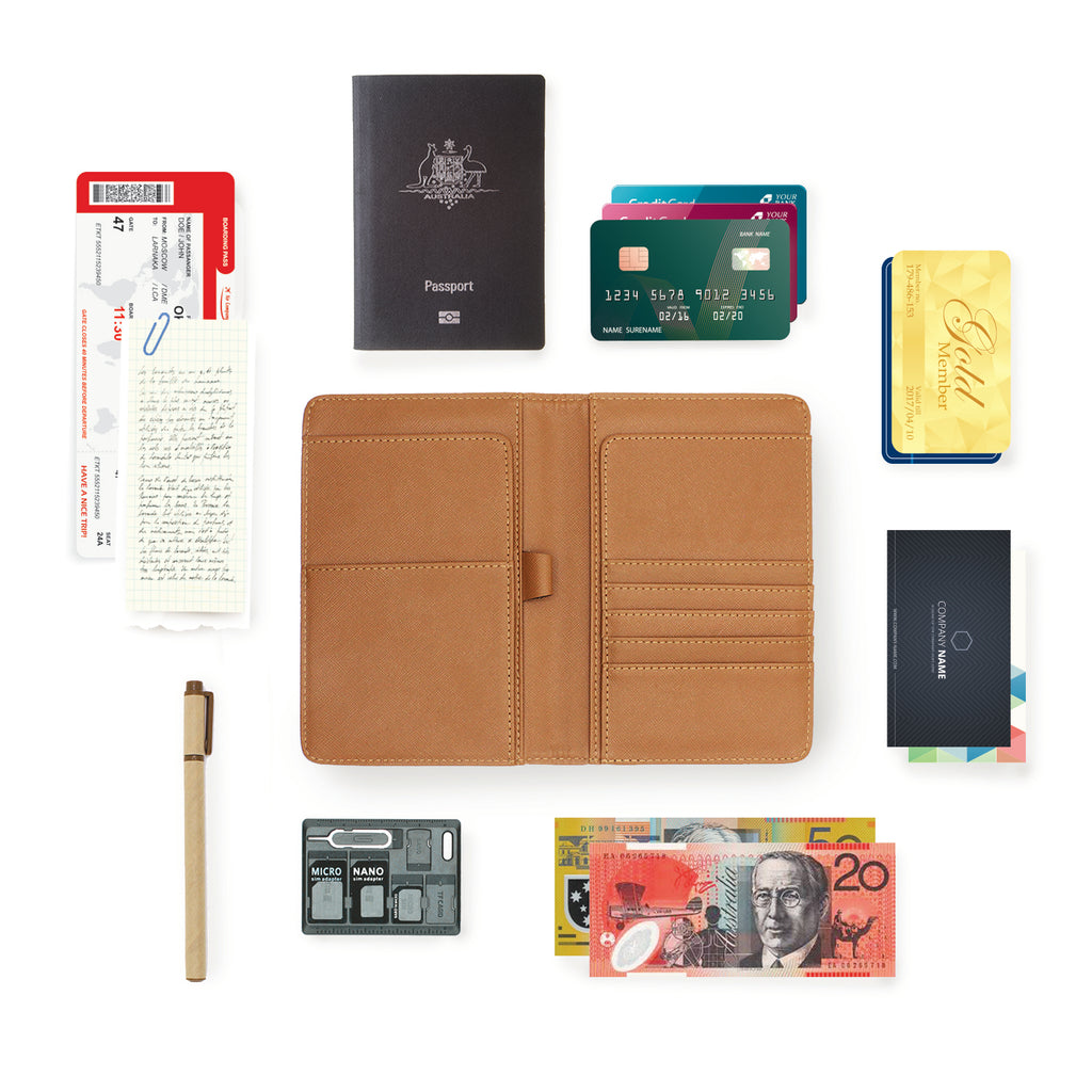 personalized RFID blocking passport travel wallet with Travel design with all accessories