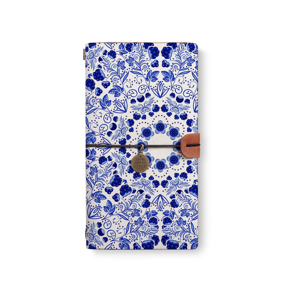 the front top view of midori style traveler's notebook with Aztec Tribal design