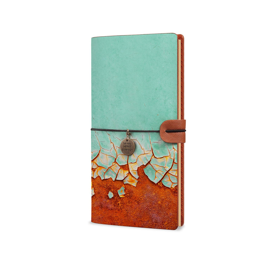 Traveler's Notebook - Rusted Metal-the side view of midori style traveler's notebook - swap