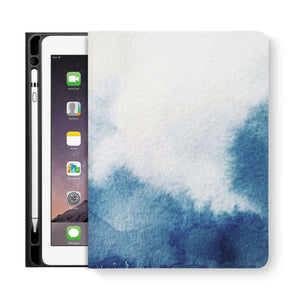 frontview of personalized iPad folio case with Abstract Ink Painting design