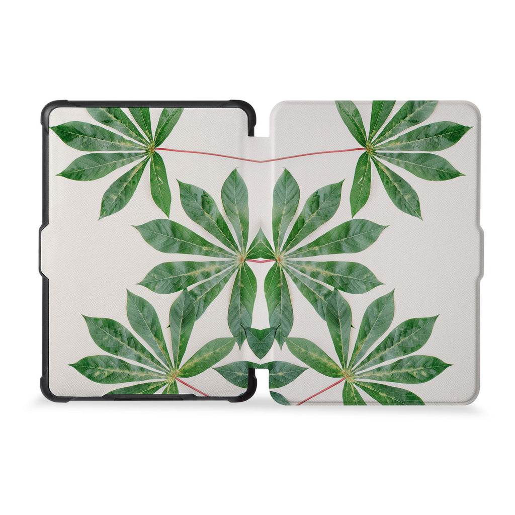 the whole front and back view of personalized kindle case paperwhite case with Flat Flower design
