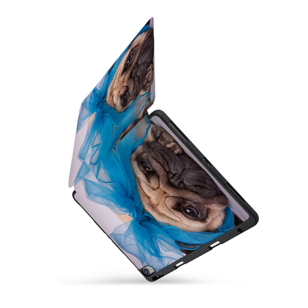 personalized iPad case with pencil holder and Dog design