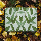 flat view of personalized RFID blocking passport travel wallet with Green Leaves design