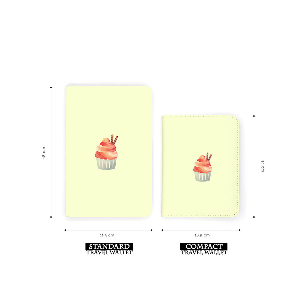 comparison of two sizes of personalized RFID blocking passport travel wallet with Pumpkin Spice design