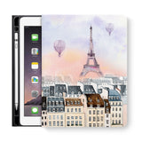 frontview of personalized iPad folio case with Travel design