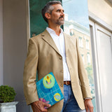 A business man carrying personalized microsoft surface case with Beach design in the park