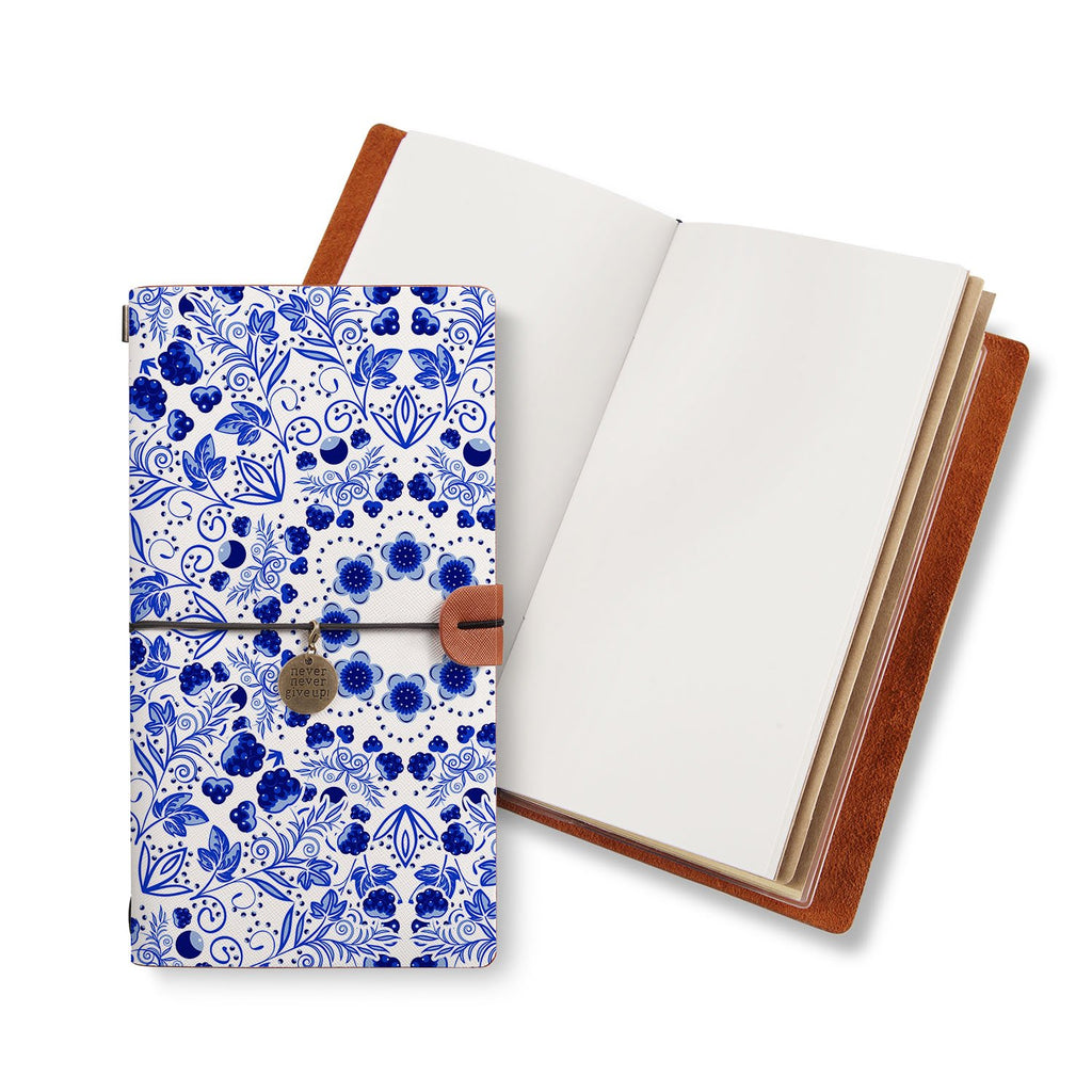opened midori style traveler's notebook with Aztec Tribal design