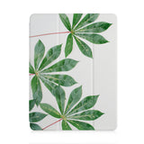 front and back view of personalized iPad case with pencil holder and Flat Flower design